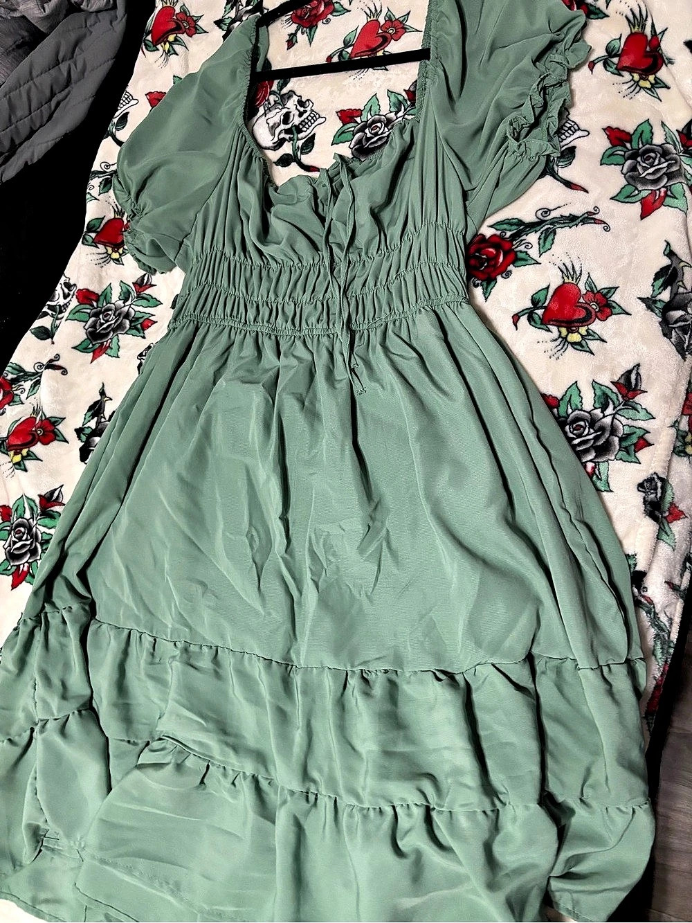 Liberty Floral Maxi Dress Green & Pink XL Like New